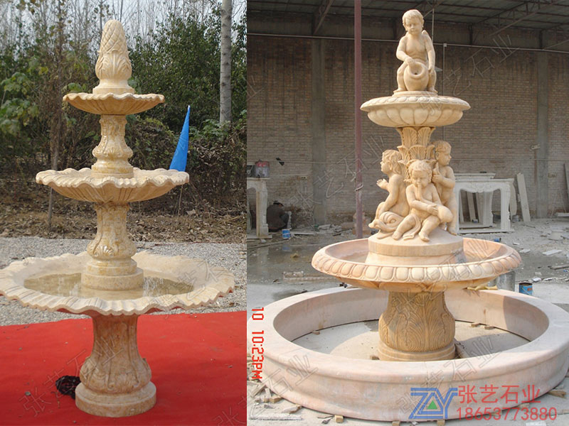 小區黃銹石石雕噴泉