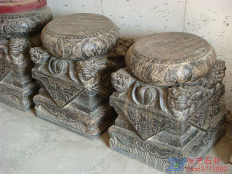 青石仿古柱基石-柱頂石加工